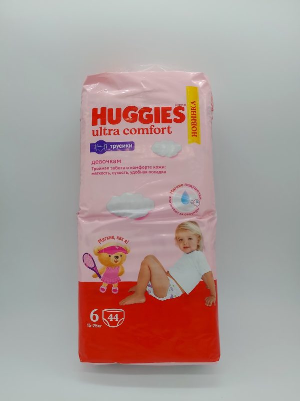 HUGGIES ultra comfort трусики девочкам размер 6 15-25кг 44 шт