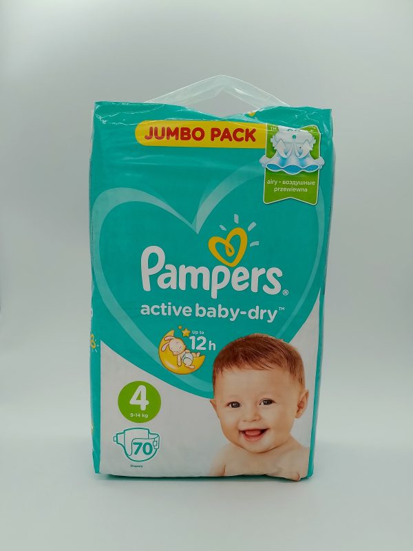 Подгузник Pampers active baby-dry Up to 12h размер 4 9-14kg 70шт