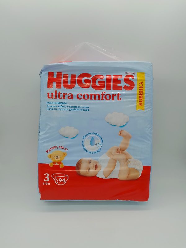 HUGGIES ultra comfort Подгузники мальчикам размер 5-9кг 3 94шт