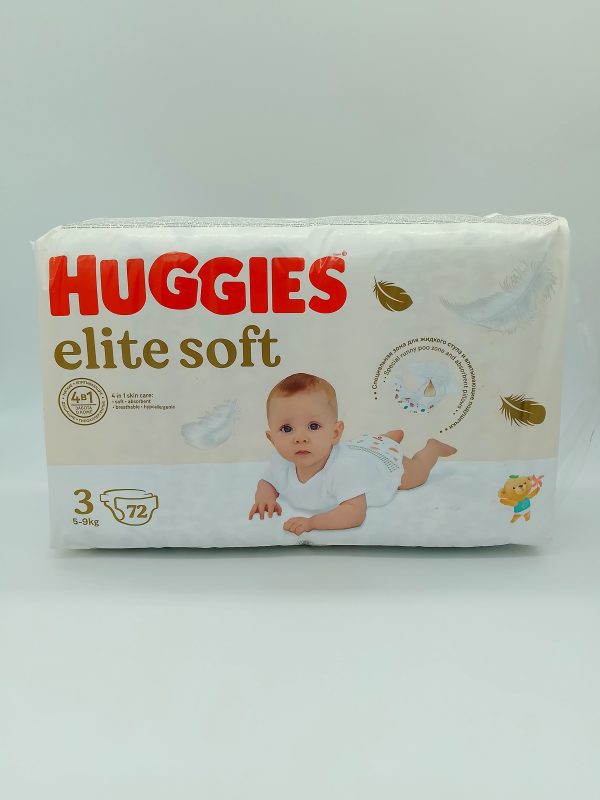 HUGGIES elite soft Подгузник размер 3 5-9kg 72шт — изображение 2