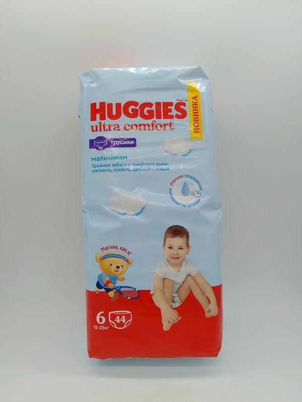 HUGGIES ultra comfort трусики мальчикам размер 6 15-25кг 44 шт