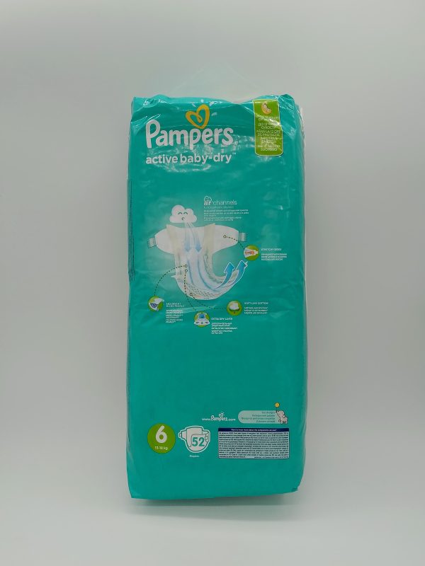 Подгузник Pampers active baby-dry TM Up to 12h размер 6 13-18 kg 52шт — изображение 2