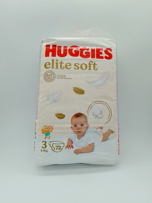 HUGGIES elite soft Подгузник размер 3 5-9kg 72шт