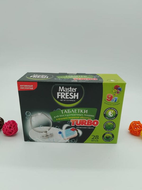 Таблетки для посудомоечных машин Master FRESH 9 в1 28 штук