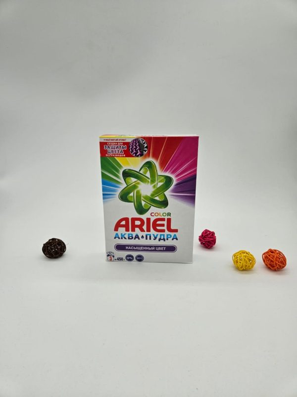 ARIEL COLOR НОВЫЙ МЯГКИЙ АРОМАТ АКВА ПУДРА НАСЫЩЕННЫЙ ЦВЕТ 3 СТИРКИ 450гр