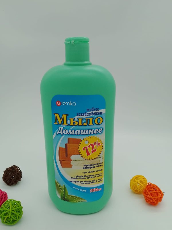 aromika жидкое Мыло Домашнее хозяйственное Алоэ вера Аналог хозяйственного мыла 72% 1100мл