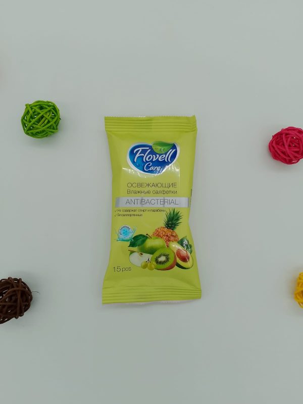 Влажные салфетки Flovell Care ОСВЕЖАЮЩИЕ 15шт