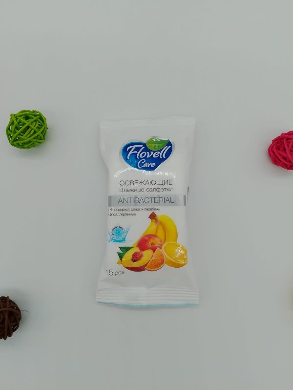 Влажные салфетки Flovell Care ОСВЕЖАЮЩИЕ 15шт