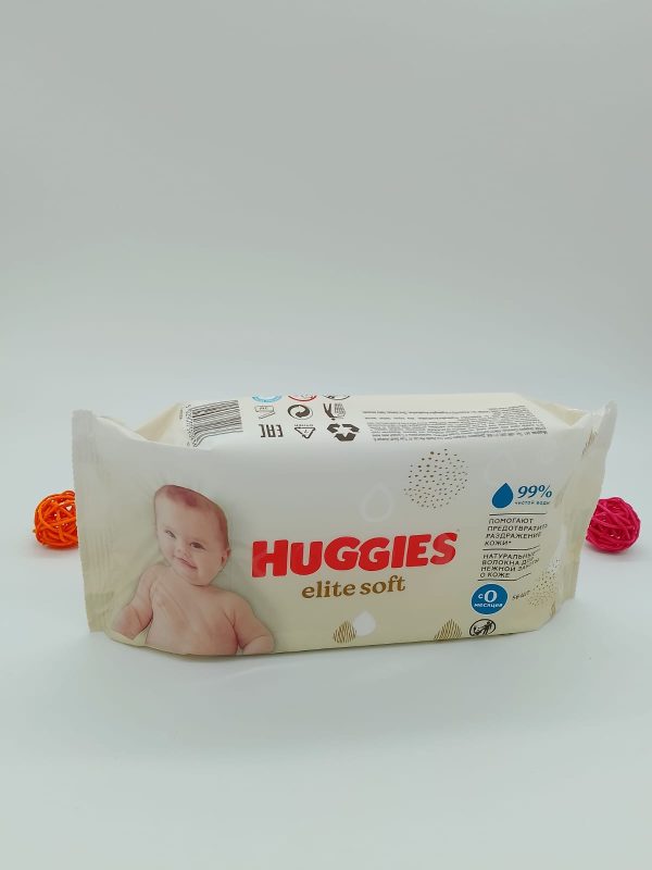 HUGGIES elite soft Детские многослойные влажные салфетки 56шт