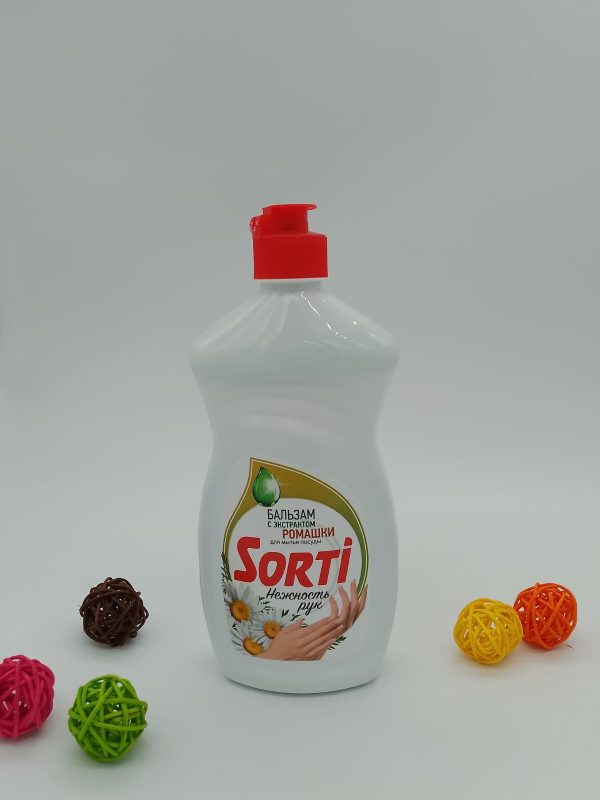 СРЕДСТВО для мытья посуды жидкое SORTI БАЛЬ3AM C ЭКСТРАКТОМ РОМАШКИ 450г