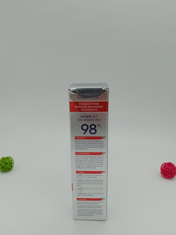ОТБЕЛИВАЮЩАЯ ЗУБНАЯ ПАСТА ДЛЯ УДАЛЕНИЯ ПЯТЕН ОТ ТАБАКА KOREMESIC 98% Whiten 100мл — изображение 2